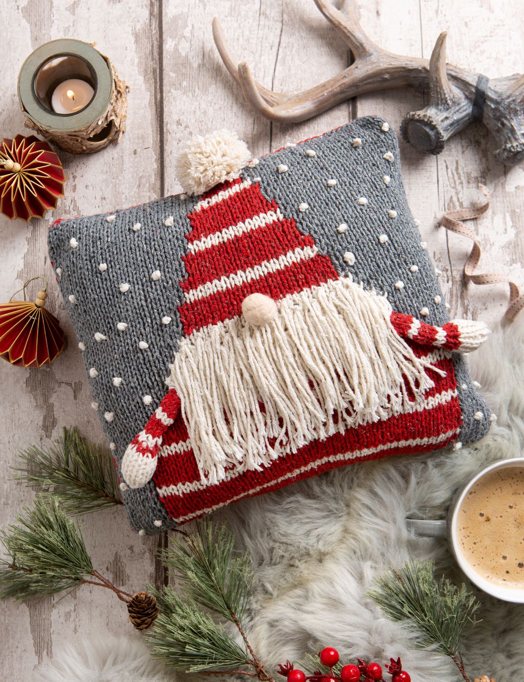 Christmas Gonk Cushion Knitting Kit image 1