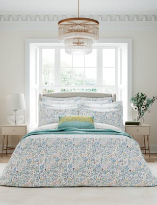 V&A Pure Cotton Voysey Wildflower Duvet Cover - DBL - Aqua, Aqua