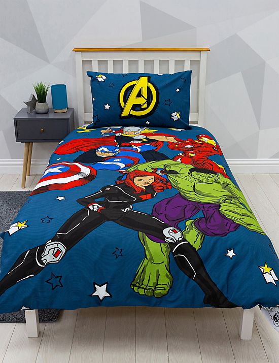 Parure de lit simple en coton mélangé à motif Blend Avengers™