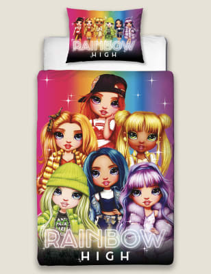 

Bettwäscheset aus Baumwollmischgewebe für Einzelbett mit Rainbow High™-Motiv - Mehrfarbig, Mehrfarbig