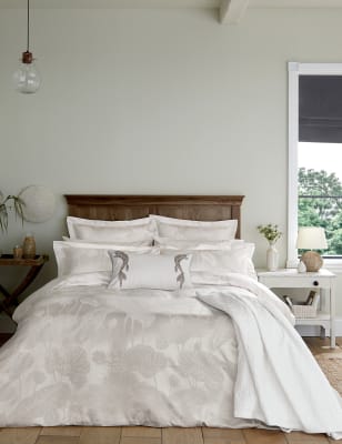 

Sanderson Funda de edredón de algodón con diseño de hojas de loto - Ivory, Ivory