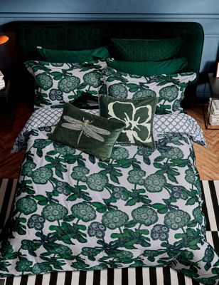Ted Baker Pure Cotton Ombre Hydrangea Bedding Set - 5FT - Green Mix, Green Mix