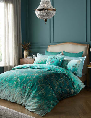 Clarissa Hulse Pure Cotton Sateen Meadowgrass Bedding Set - 6FT - Teal, Teal