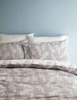 M&S Cotton Blend Fern Bedding Set - 6FT - Grey Mix, Grey Mix