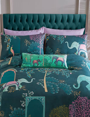 

Sara Miller Pack de 2 fundas de almohada de satén con diseño de elefante y oasis - Mezcla De Tonos Verdes, Mezcla De Tonos Verdes