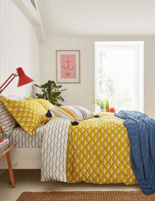 

Joules Pure Cotton Heron Geo Bedding Set - Gold Mix, Gold Mix