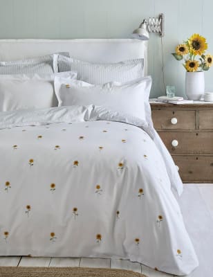 

Sophie Allport Pure Cotton Percale Sunflower Bedding Set - White, White