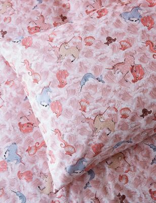 Cath Kidston Pure Cotton Unicorn Waves Bedding Set - DBL - Pink, Pink