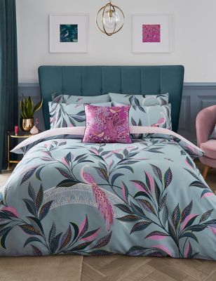 de cama satinada diseño pavo real ornamental | M&S US