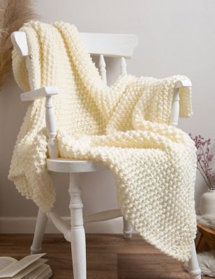 Wool Couture Moss Stitch Blanket Knitting Kit - Cream, Cream