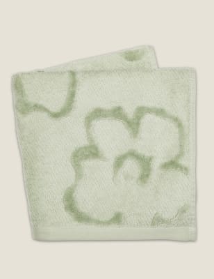 Ted Baker Pure Cotton Magnolia Textured Towel - EXL - Sage, Sage,White,Soft Pink