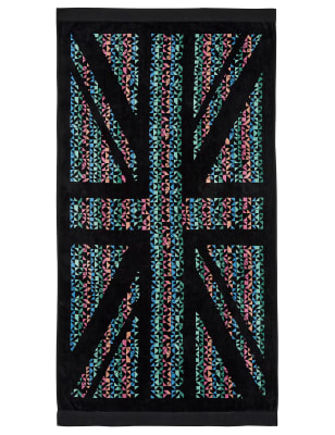 

Ted Baker Pure Cotton Union Jack Beach Towel - Black, Black