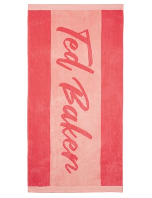 

Ted Baker Pure Cotton Branded Beach Towel - Coral, Coral