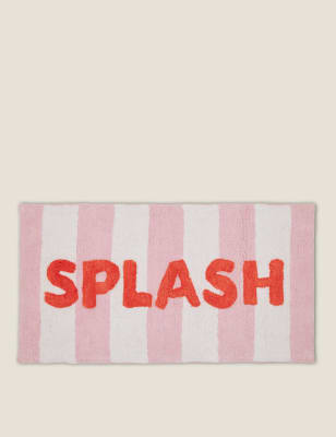 

Joules Alfombrilla para baño 100% algodón con diseño de salpicaduras - Rosa, Rosa