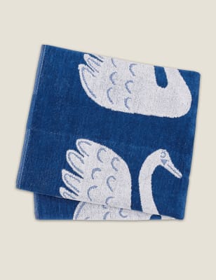 

Scion Pure Cotton Swim Swam Swan Towel - Blue Mix, Blue Mix