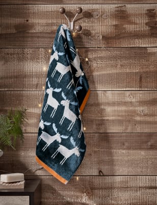 

Scion Pure Cotton Marty Moose Towel - Navy Mix, Navy Mix