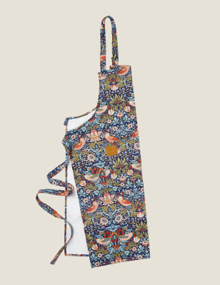 

William Morris At Home Pure Cotton Strawberry Thief Apron - Blue Mix, Blue Mix