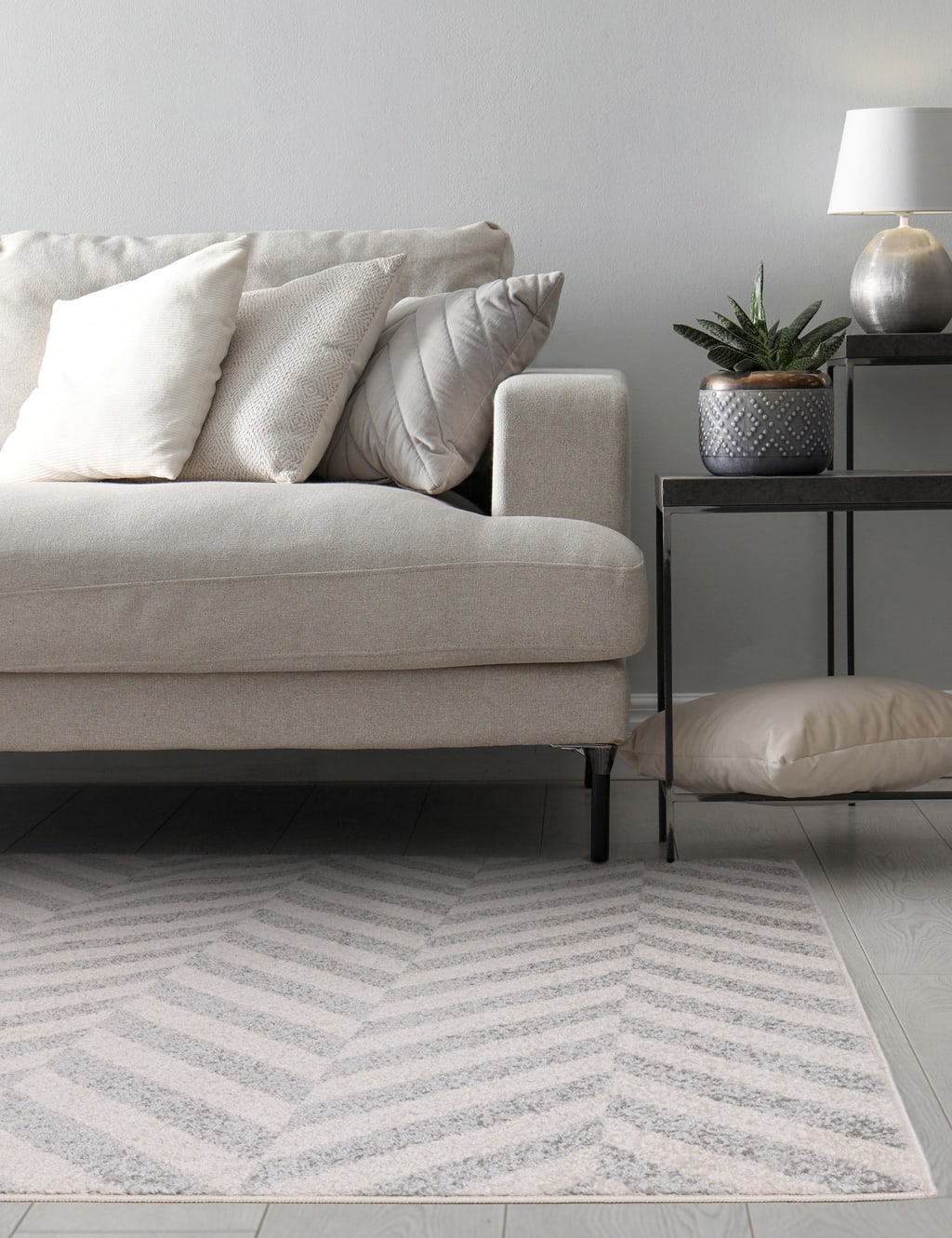 Muse Chevron Grey Flatweave Rug image 1