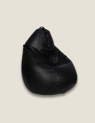 Kaikoo Black Faux Leather Teardrop Beanbag, Black
