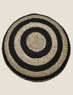 

Asiatic Black and Jute Stripe Pouffe - Natural Mix, Natural Mix