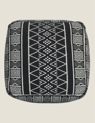 

Asiatic Black Geometric Pouffe - Black Mix, Black Mix