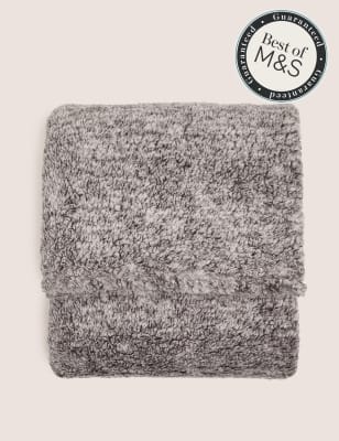 

M&S Collection Teddy Fleece Throw - Grey, Grey