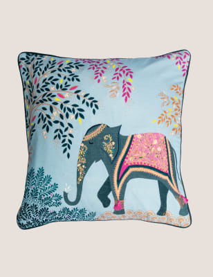 

Sara Miller Pure Cotton Elephant Oasis Cushion - Sky Blue, Sky Blue