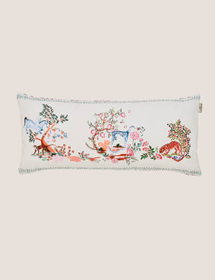 

Cath Kidston Pure Cotton Painted Kingdom Bolster Cushion - White, White