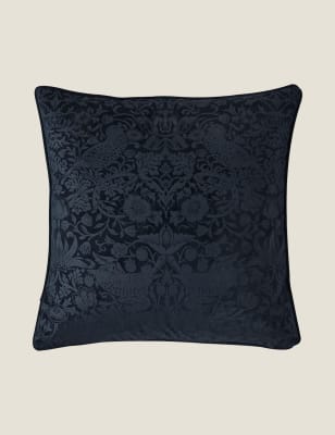 

William Morris At Home Velvet Strawberry Thief Cushion - Navy, Navy