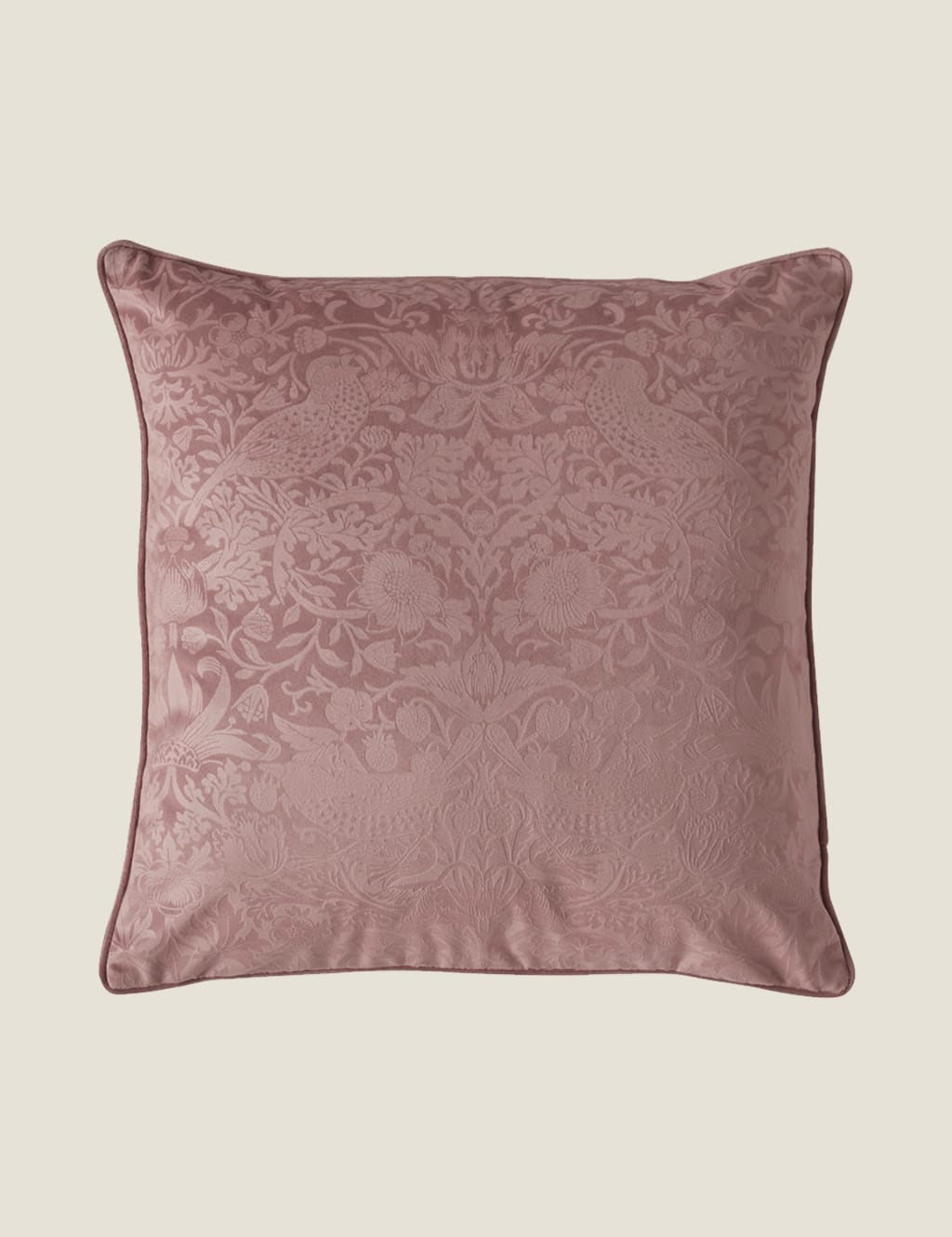 Velvet Strawberry Thief Cushion image 1