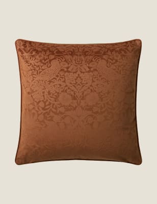 

William Morris At Home Velvet Strawberry Thief Cushion - Saffron, Saffron