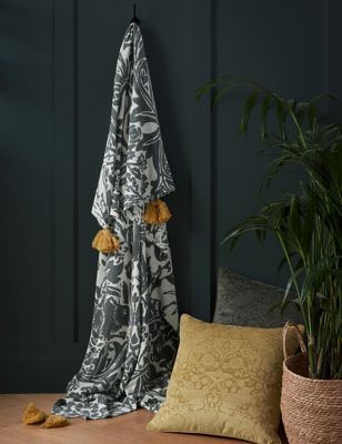 William Morris At Home Pure Cotton Brother Rabbit Throw - Charcoal, Charcoal