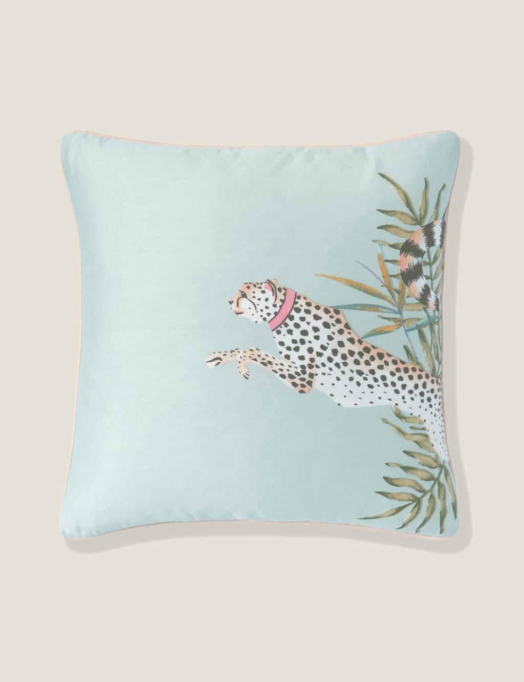 Pure Cotton Cheeky Cheetah Piped Cushion