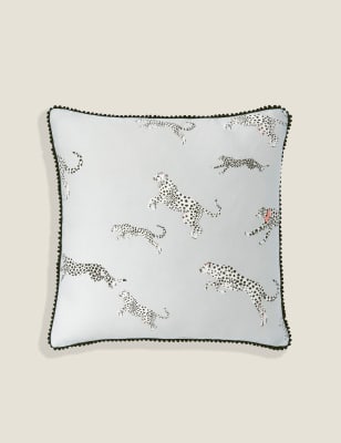 

Yvonne Ellen Pure Cotton Mono Cheetah Cushion - Silver, Silver