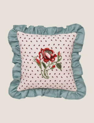 

Cath Kidston Pure Cotton Cherished Embroidered Cushion - Pink, Pink