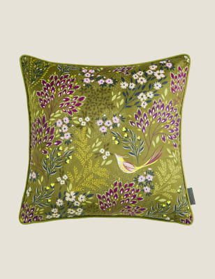 

Sara Miller Velvet Songbird Piped Cushion - Olive, Olive