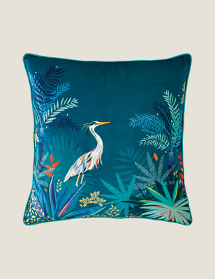 

Sara Miller Velvet Heron Cushion - Teal, Teal