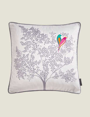 

Sara Miller Velvet Love Birds Piped Cushion - Light Grey, Light Grey