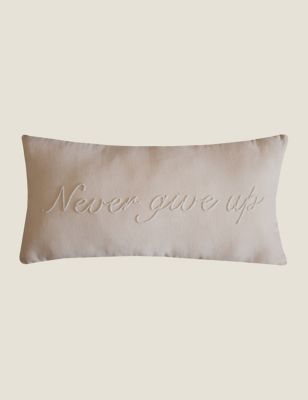 

Amanda Holden Velvet Never Give Up Embellished Cushion - Cream, Cream