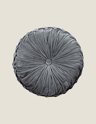 Marks And Spencer Laura Ashley Velvet Rosanna Round Cushion - Steel, Steel