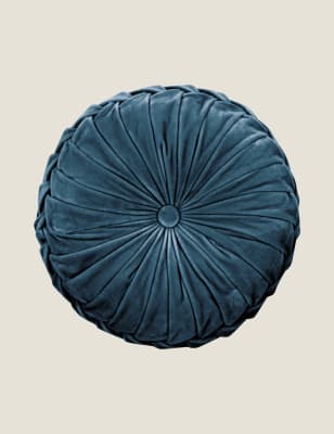 

Laura Ashley Velvet Rosanna Round Cushion - Mid Blue, Mid Blue