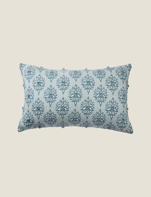 

Laura Ashley Pure Cotton Gower Bolster Cushion - Light Blue, Light Blue