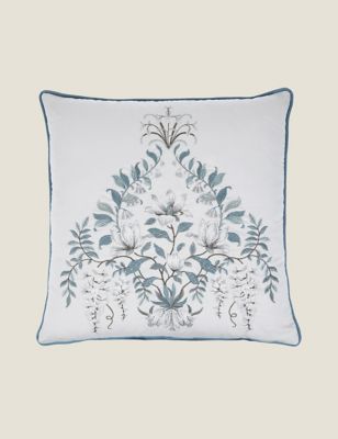 Marks And Spencer Laura Ashley Parterre Embroidered Cushion - Light Blue