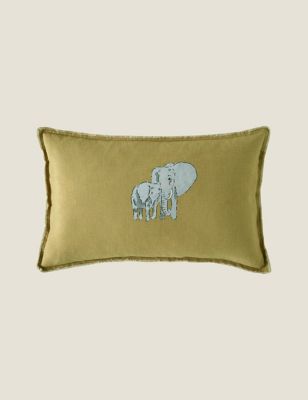 Marks And Spencer Sophie Allport Pure Cotton Elephant Bolster Cushion - Mustard