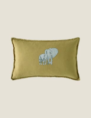 Marks And Spencer Sophie Allport Pure Cotton Elephant Bolster Cushion - Mustard