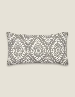 

Bedeck of Belfast Pure Cotton Kaya Geometric Bolster Cushion - Charcoal, Charcoal