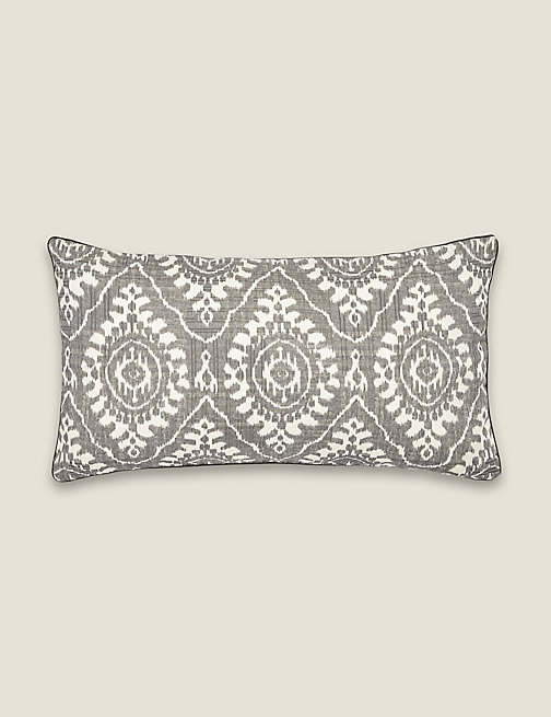 Marks And Spencer Bedeck of Belfast Pure Cotton Kaya Geometric Bolster Cushion - Charcoal
