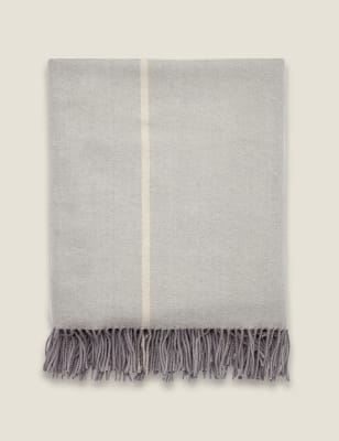 

Bedeck of Belfast Cashmere Blend Asha Stripe Throw - Grey Mix, Grey Mix