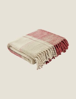

Laura Ashley Pure Cotton Dylan Throw - Cranberry, Cranberry