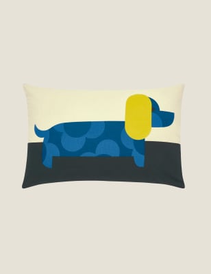 

Orla Kiely Pure Cotton Dachshund Bolster Cushion - Blue, Blue